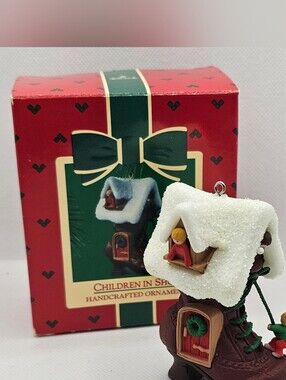 New Hallmark Ornament Children in Shoe boot Christmas once upon a time nursery